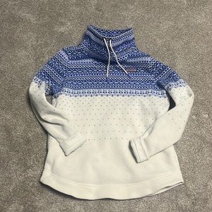 Vineyard Vines Cowl Neck Cream & Blue Fair Isle Sweater